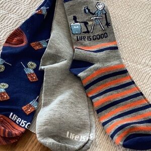 Life Is Good 3 Pair Men's Novelty Crew Sock With Cooler Drinks, Shoe Size 6-12.5
